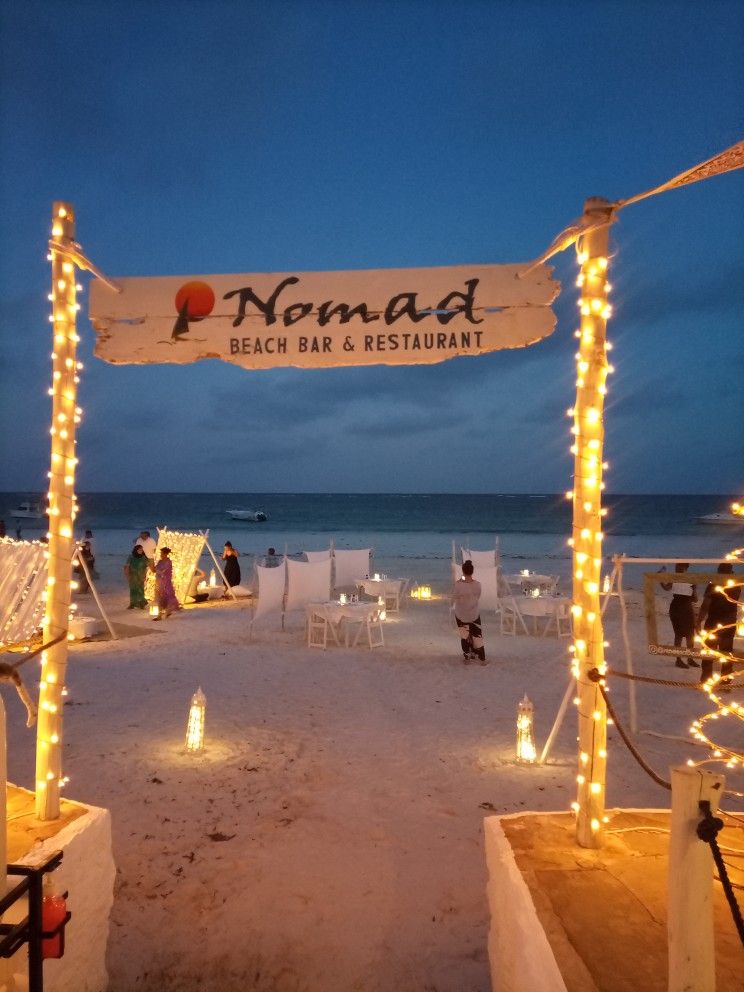 Nomad Beach Bar & Restaurant, Diani at twilight